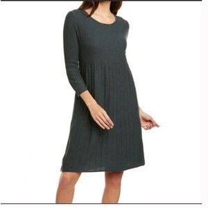 Eileen Fisher Gray Italian Wool Ribbed Half Sleeve Dress Size SP